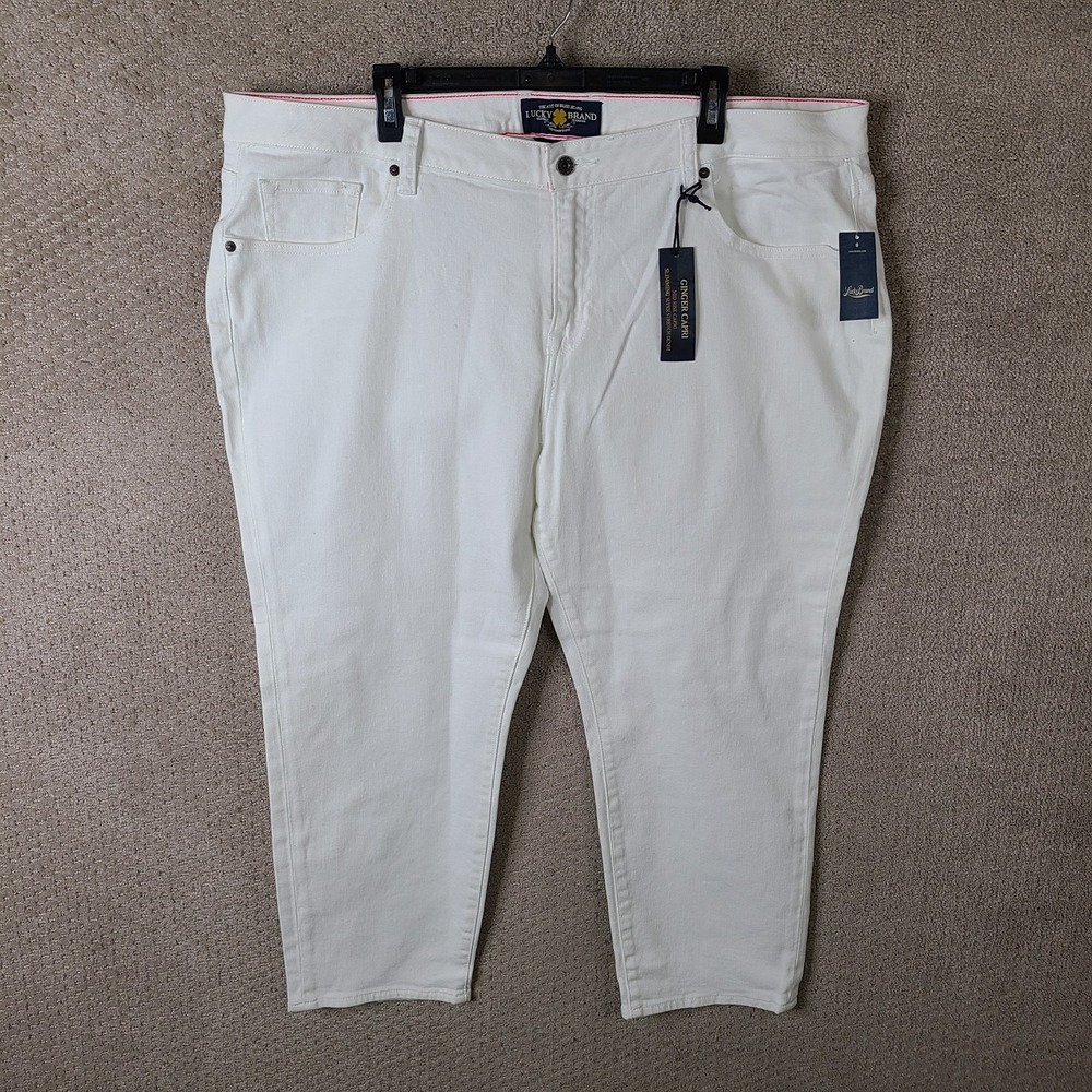 Lucky Brand‎ Jeans Womens 22W White Ginger Capri Mid Rise Slimming Cropped NEW